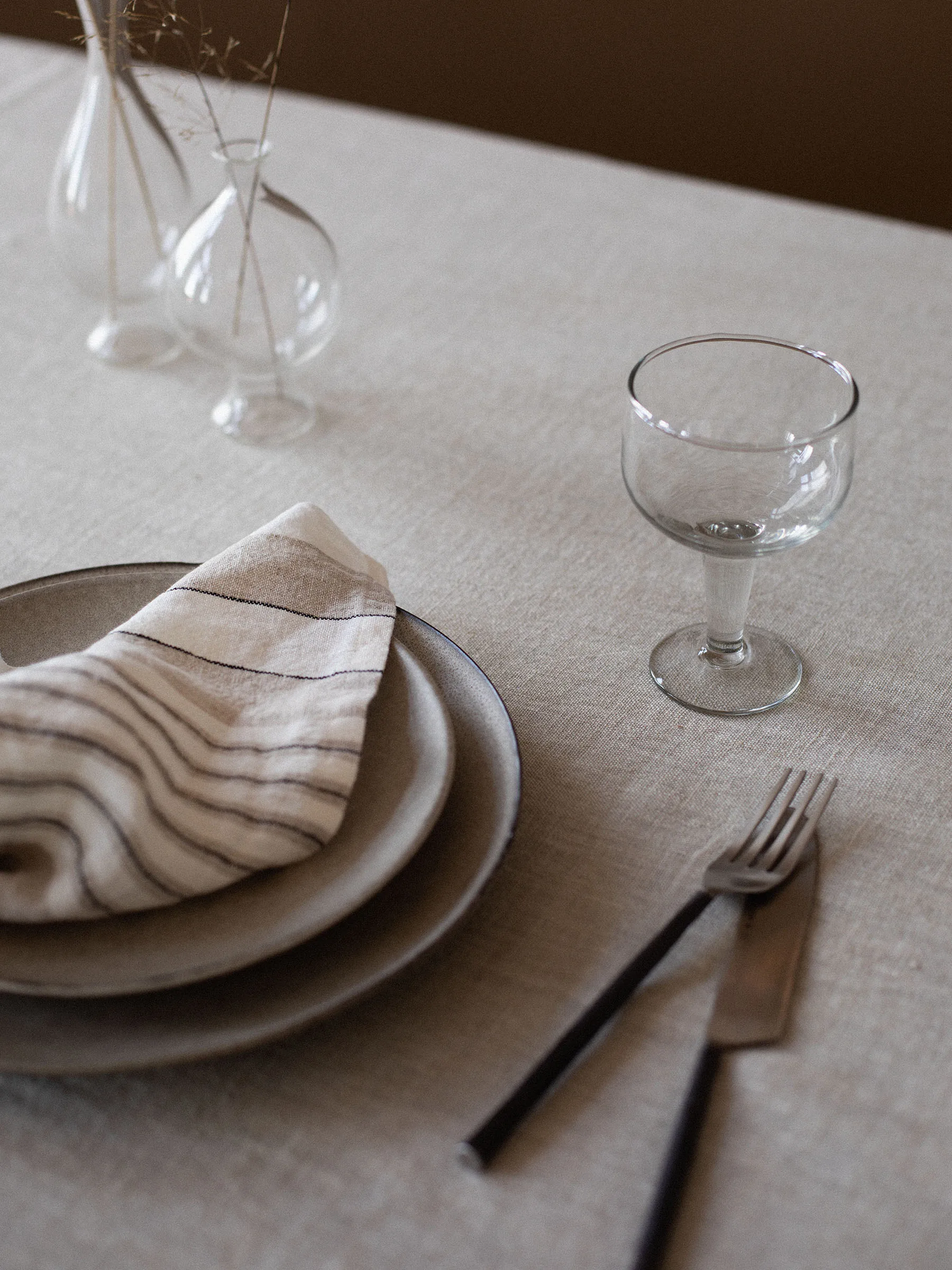 Noah linneservett 50x50 cm, Beige stripe Tell Me More