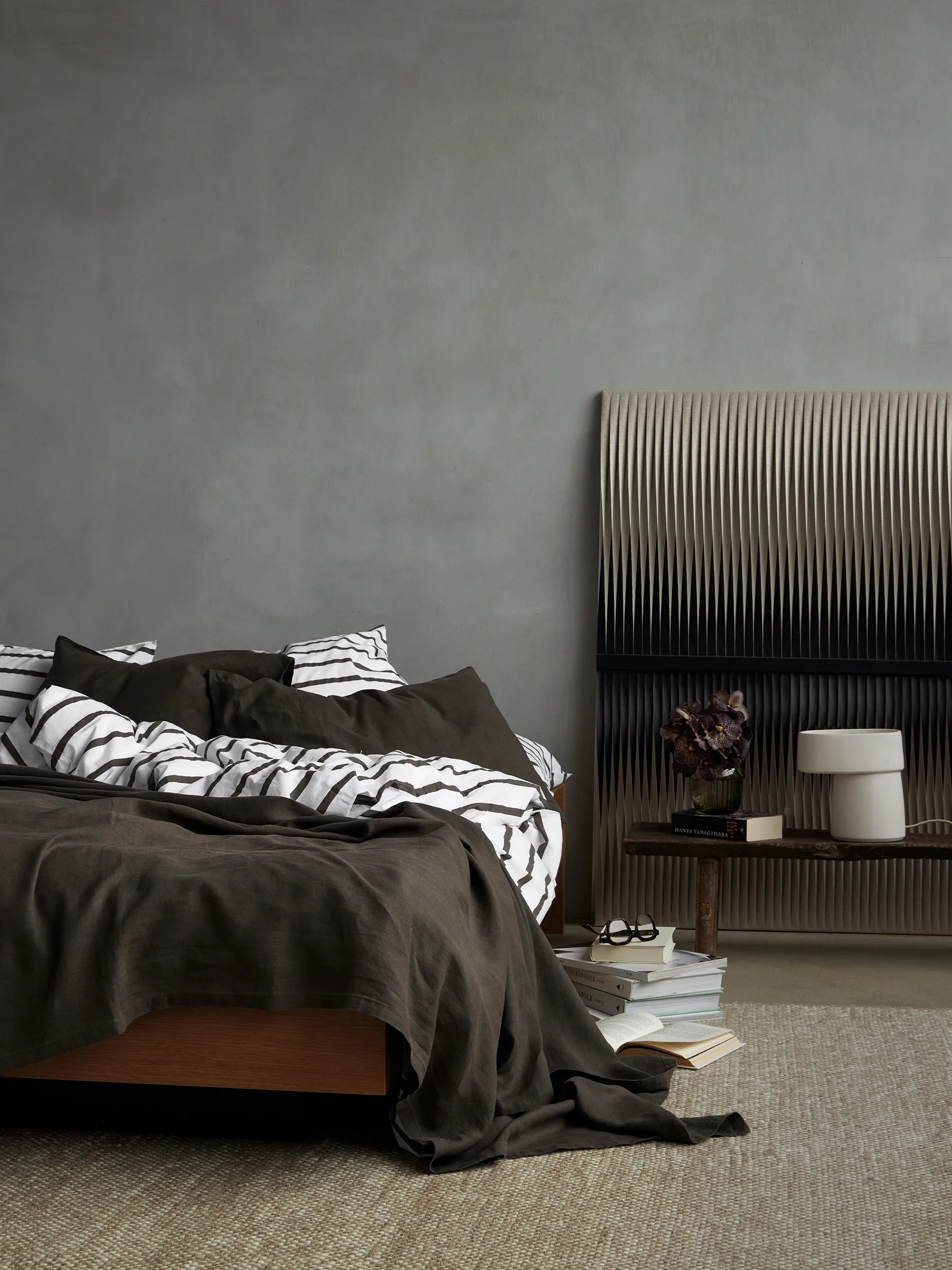 Tell Me More randigt påslakan bomull, Taupe, 240x220 cm Tell Me More