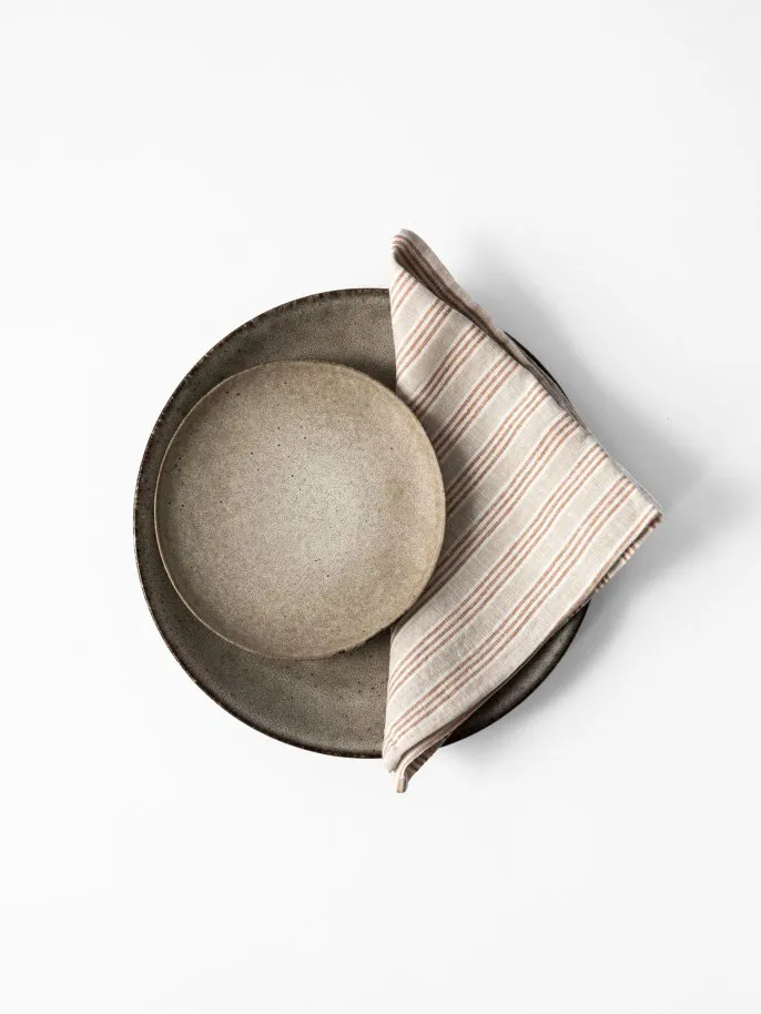 Washed linen tygservett 45x45 cm - Hazelnut stripe - Tell Me More