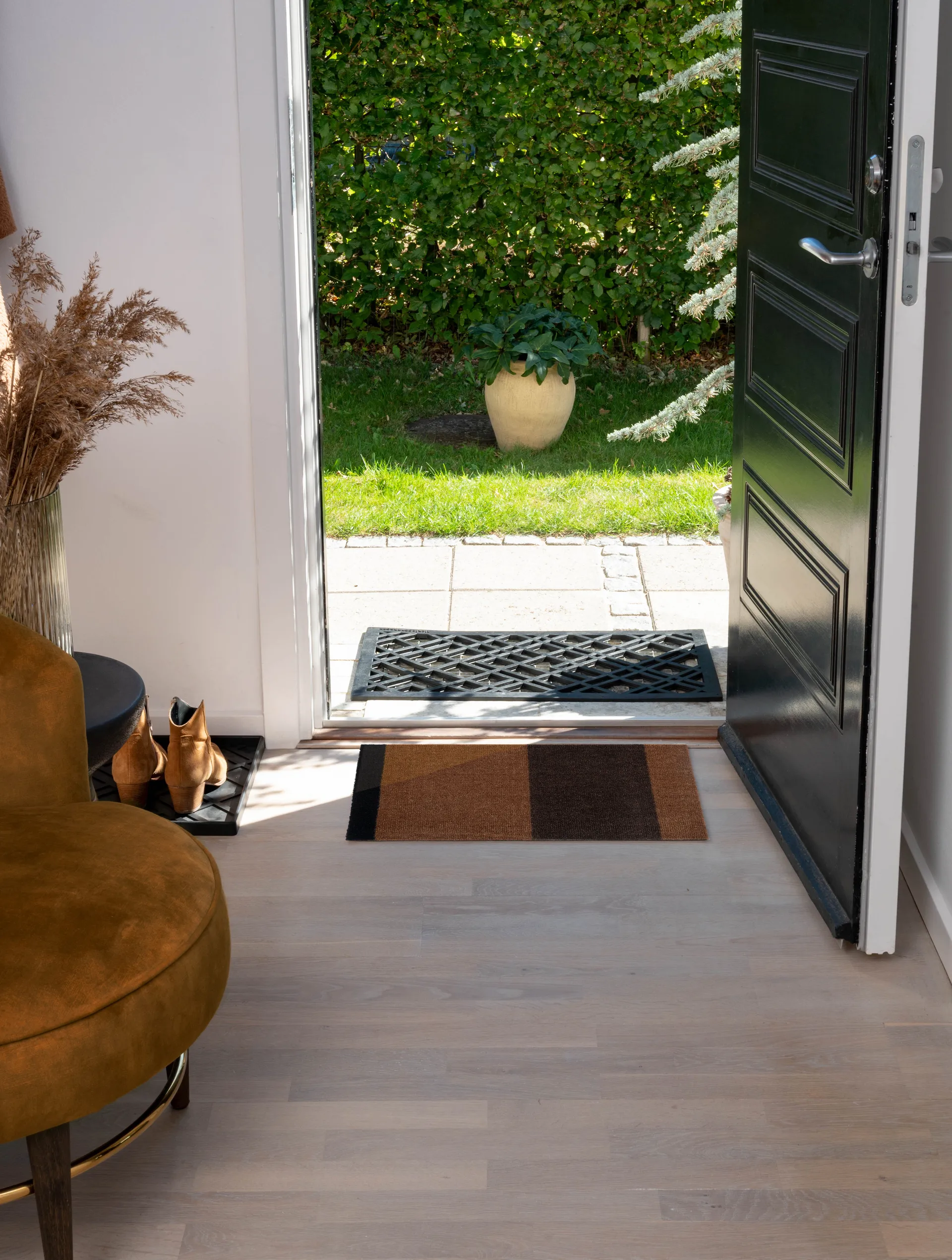 Stripes dörrmatta horisontell, Cognac-dark brown-black, 40x60 cm tica copenhagen