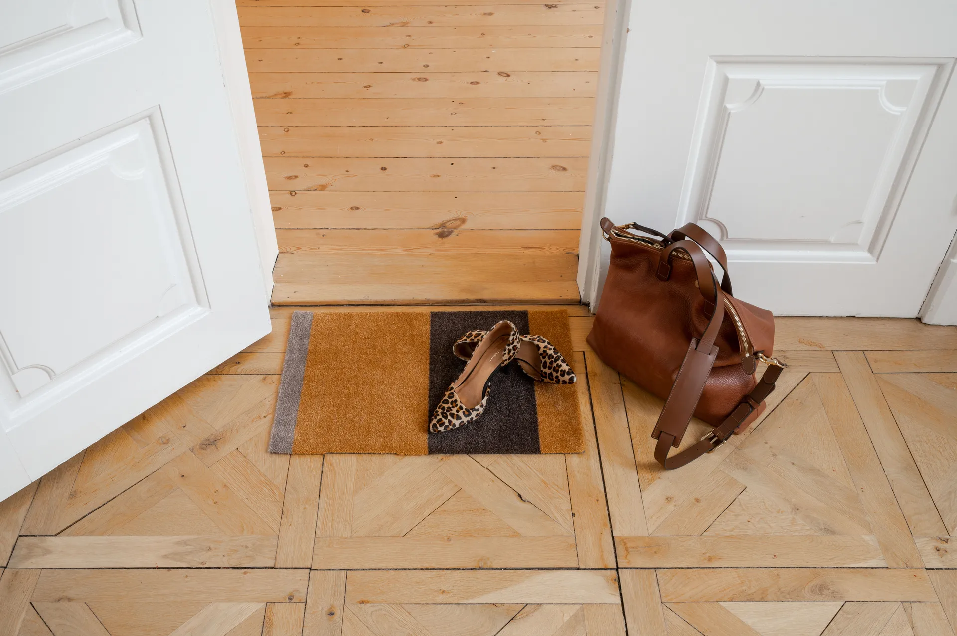 Stripes dörrmatta horisontell, Dijon-brown-sand, 40x60 cm tica copenhagen