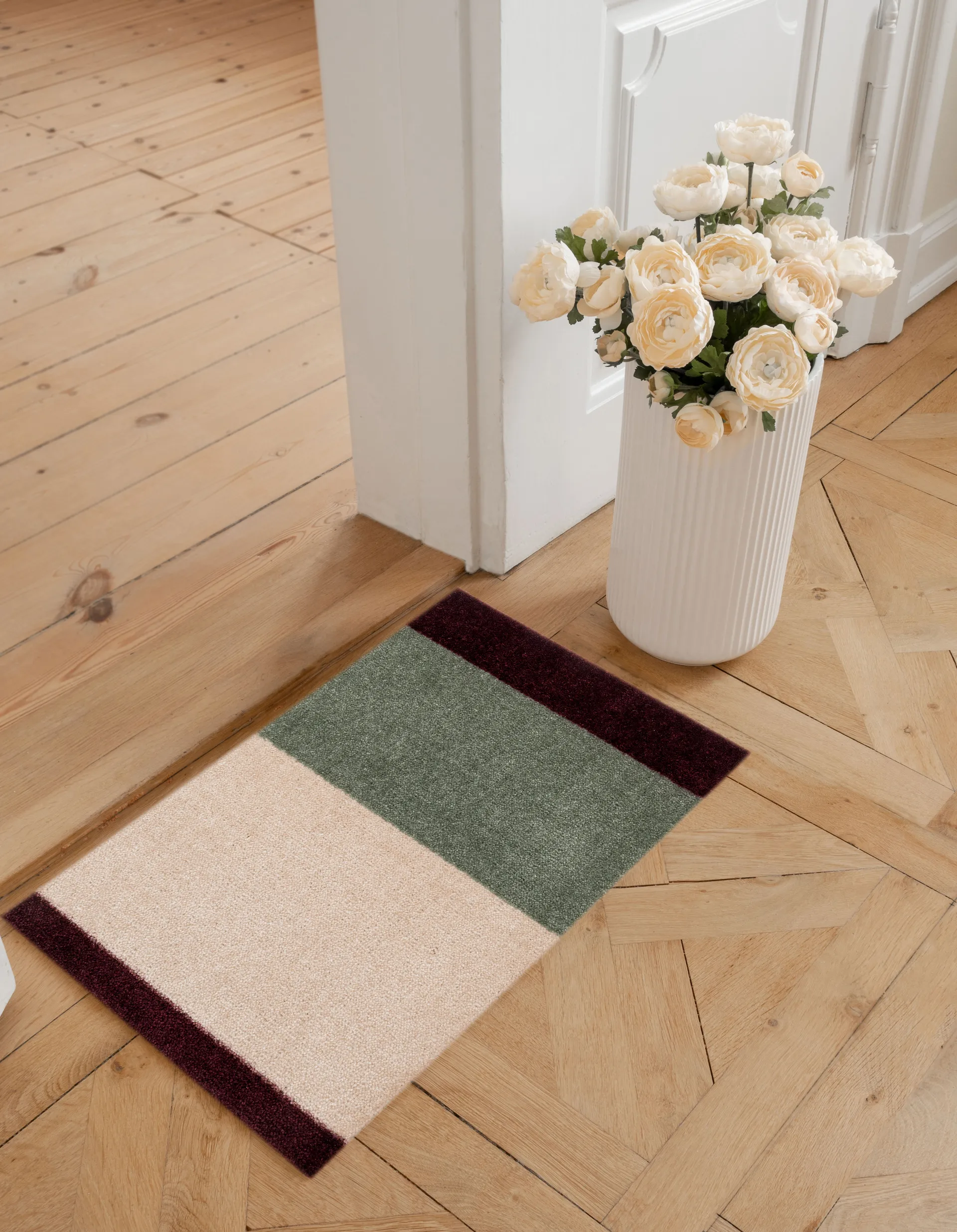 Stripes dörrmatta horisontell, Green-ivory-bordeaux, 40x60 cm tica copenhagen