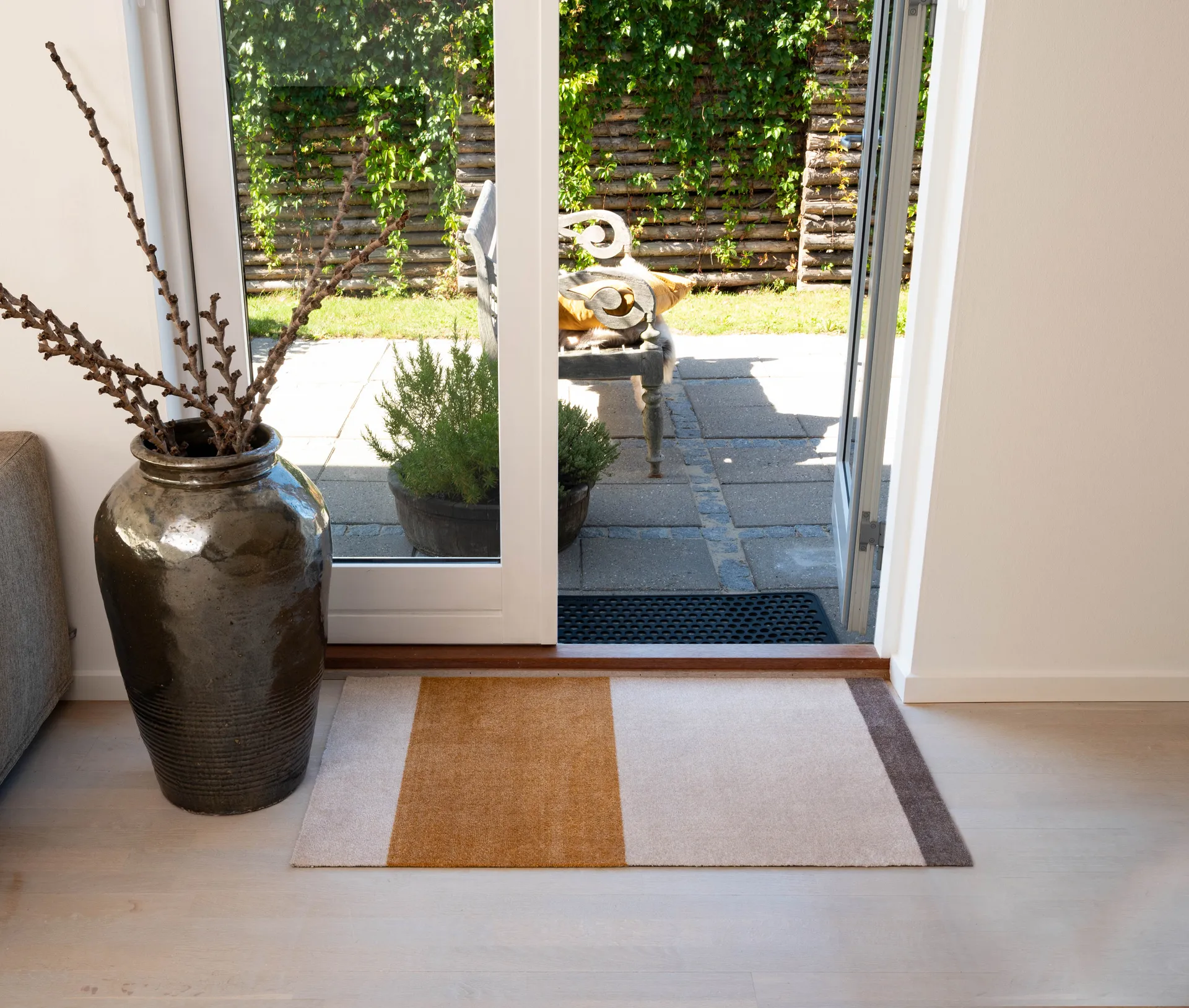 Stripes dörrmatta horisontell, Ivory-dijon-brown, 60x90 cm tica copenhagen