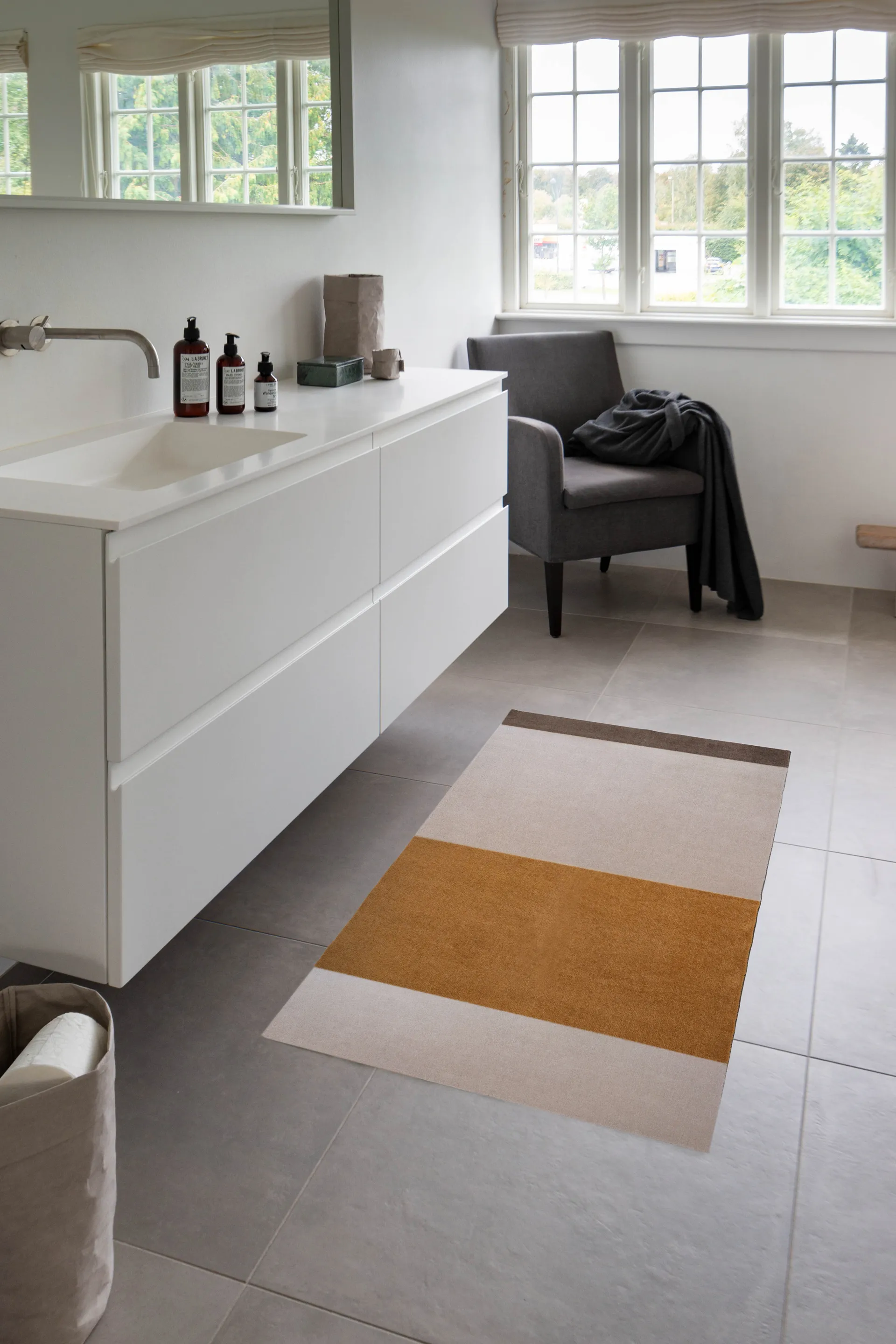 Stripes gångmatta horisontell, Ivory-dijon-brown, 67x120 cm tica copenhagen