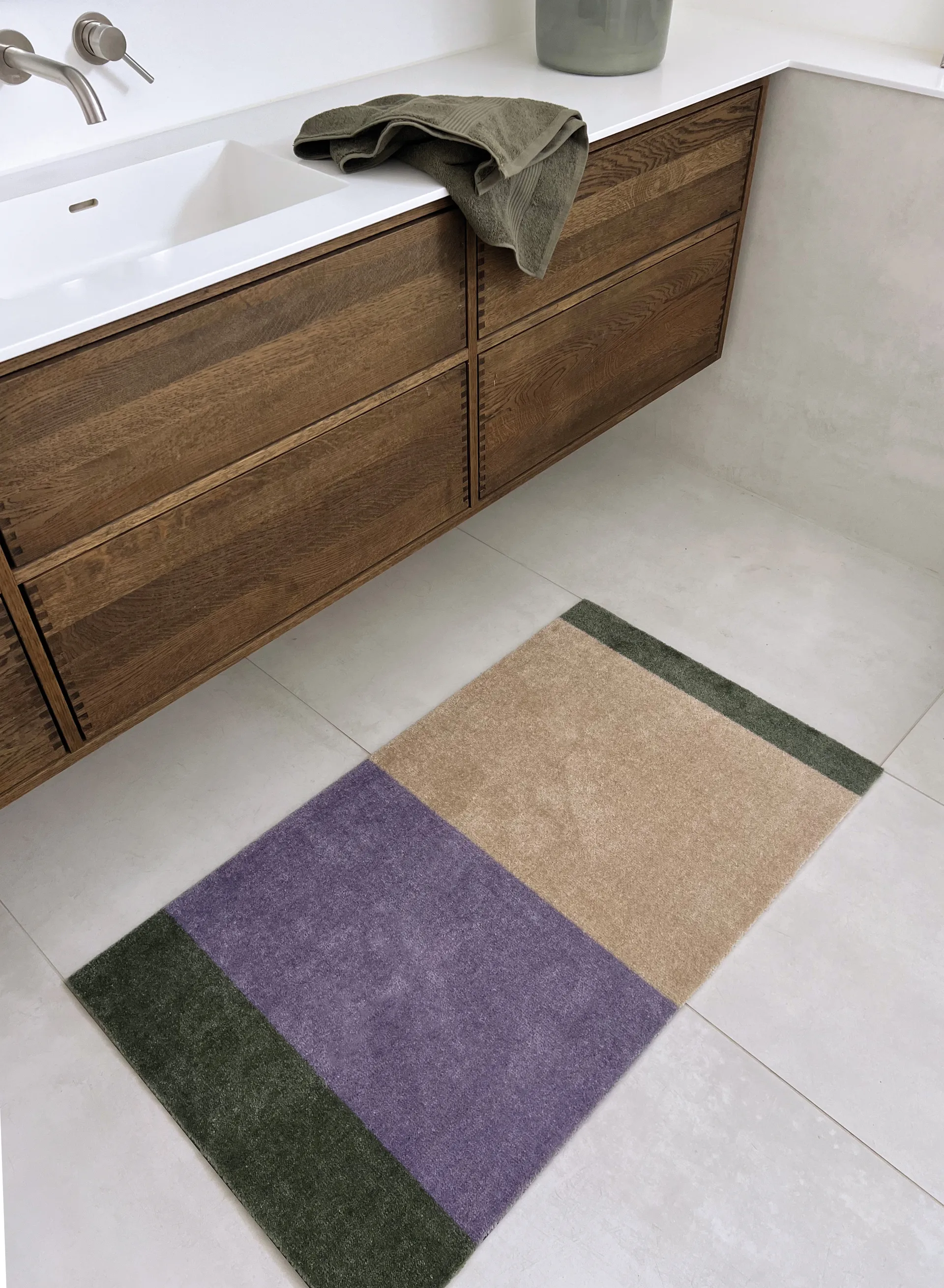 Stripes gångmatta horisontell, Lilac-ivory-green, 67x120 cm tica copenhagen