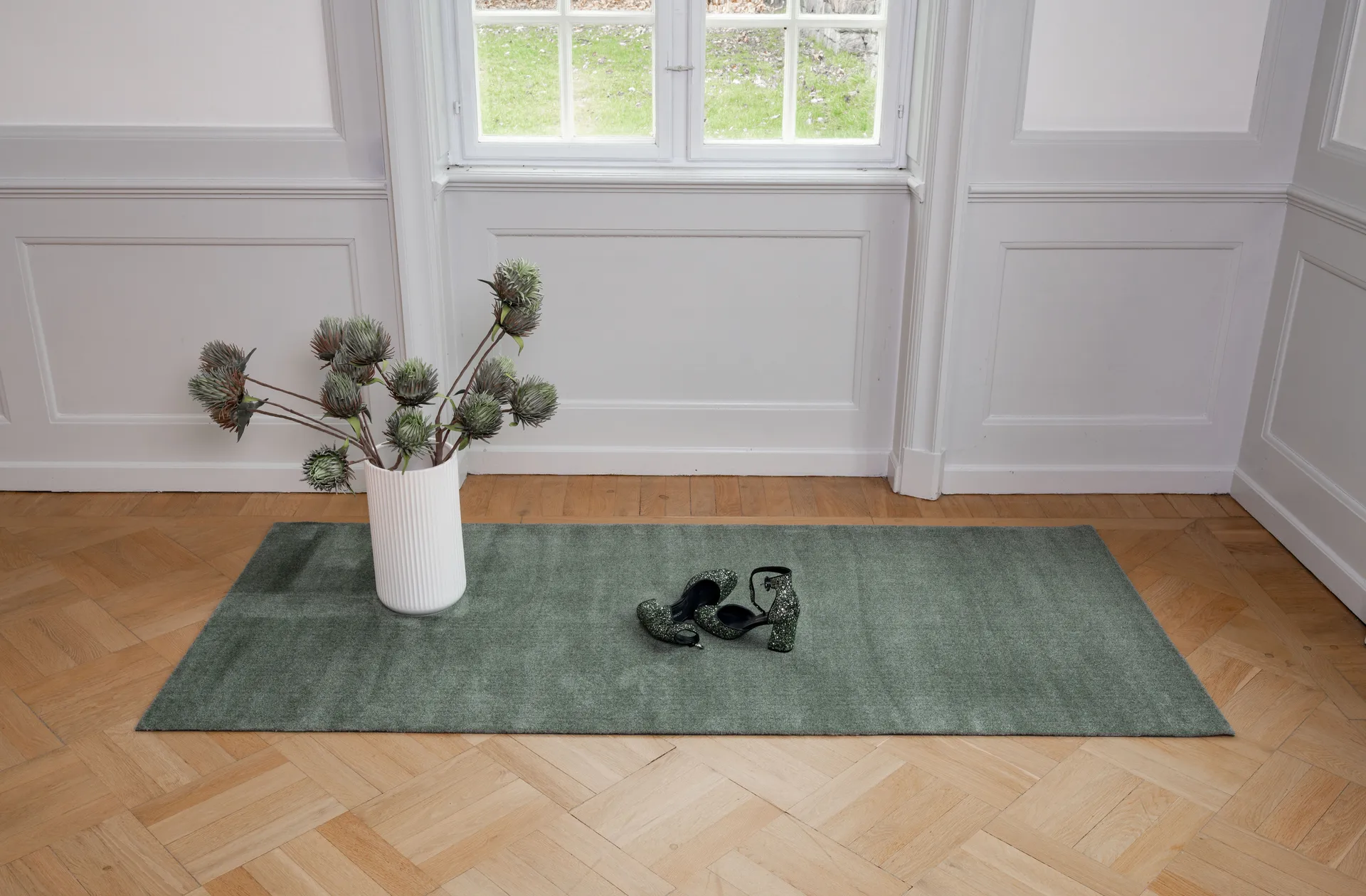 Unicolor gångmatta, Dusty green, 90x200 cm tica copenhagen