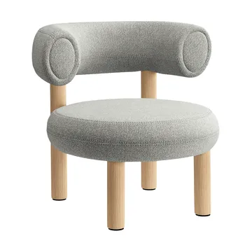 Fat loungestol - Brushed natural wood & natural alpine boucle - Tom Dixon