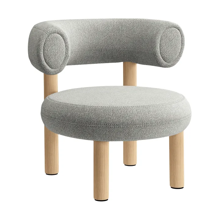 Fat loungestol - Brushed natural wood & natural alpine boucle - Tom Dixon