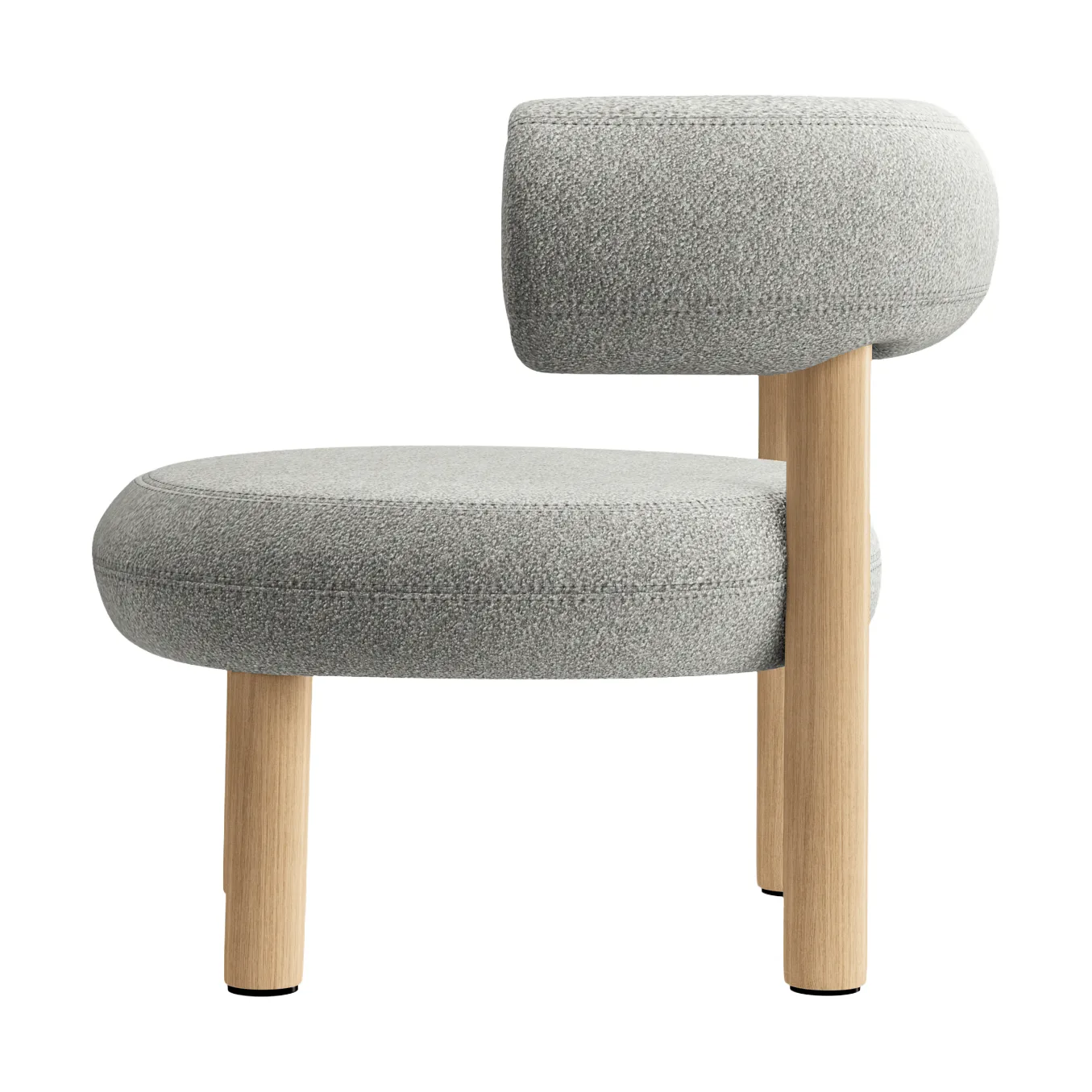 Fat loungestol, Brushed natural wood & natural alpine boucle Tom Dixon