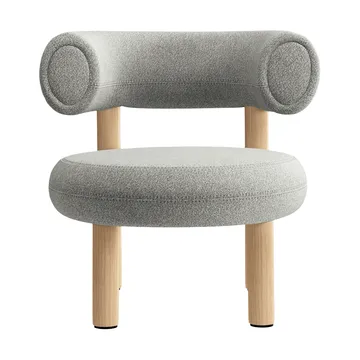 Fat loungestol - Brushed natural wood & natural alpine boucle - Tom Dixon