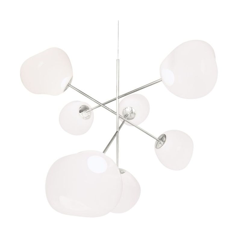 Tom Dixon Melt Chandelier large takkrona LED 196 cm Opal-silver