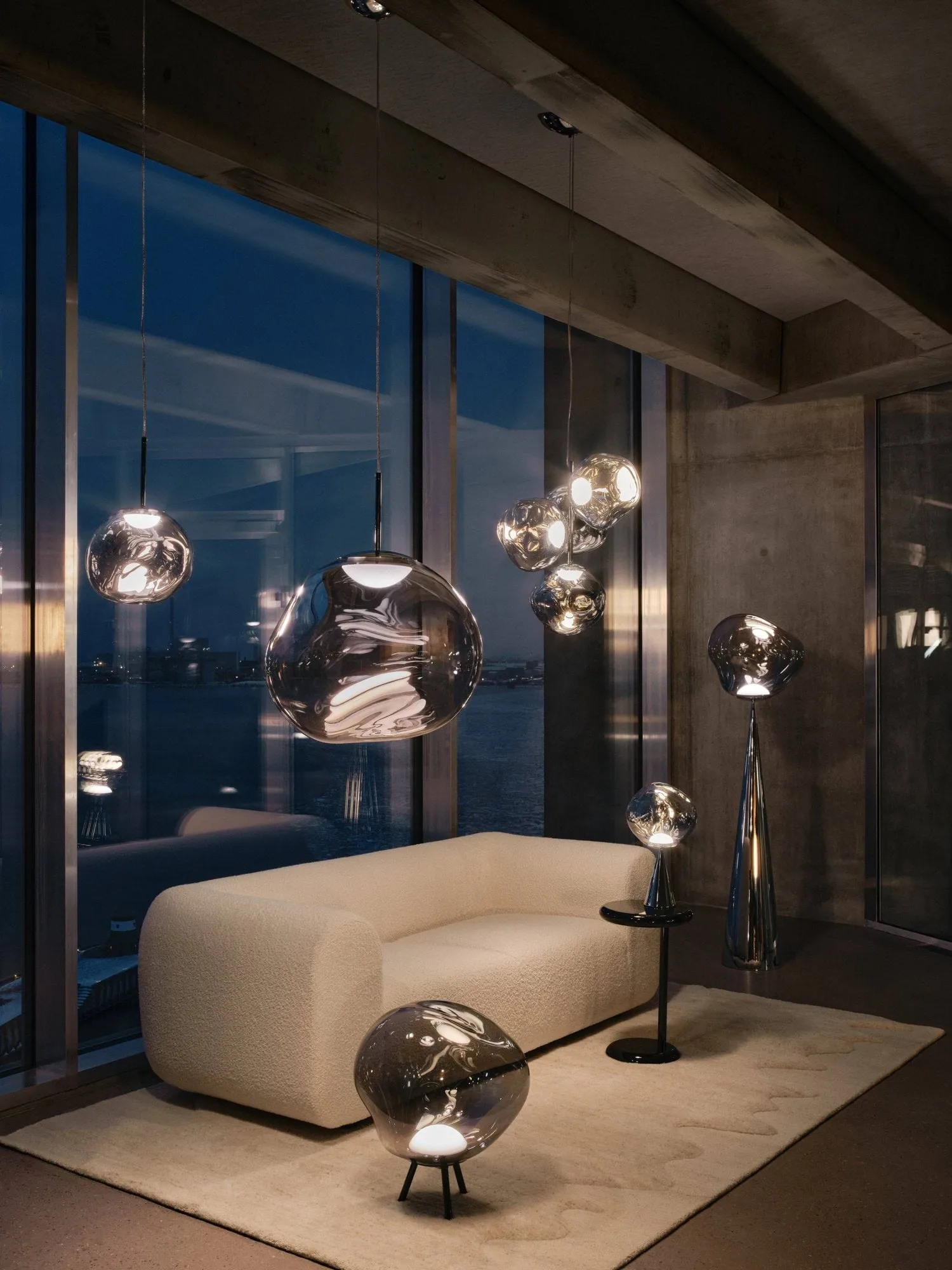 Melt Cone fat golvlampa LED 174,5 cm, Nickel-silverfärgad Tom Dixon