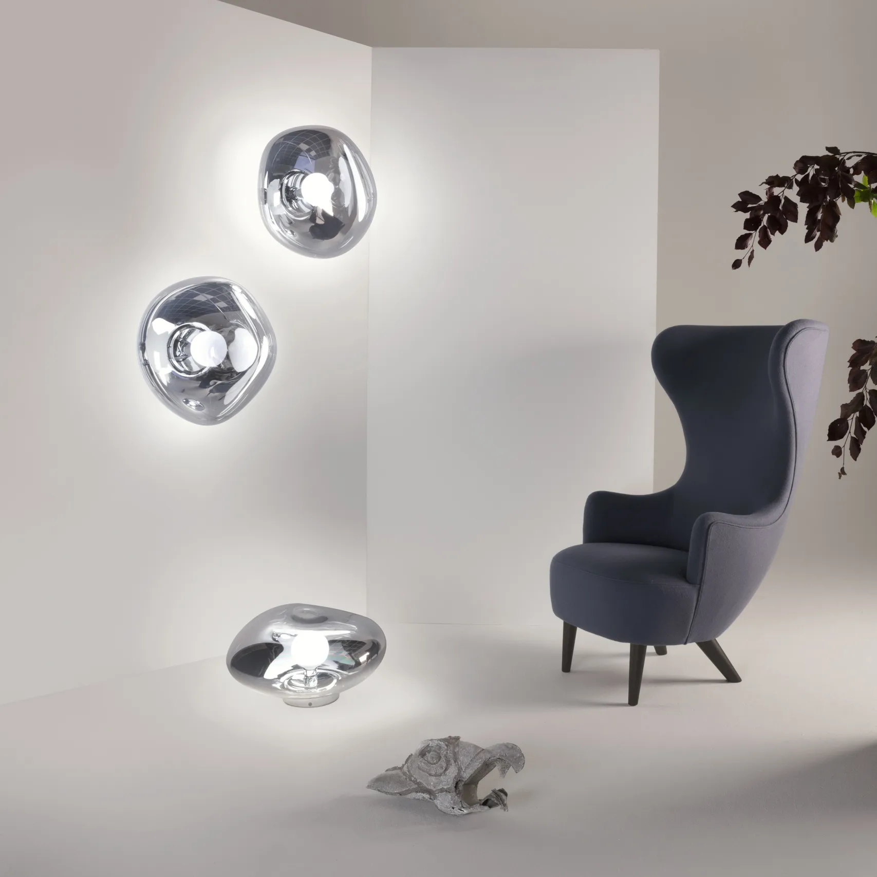 Melt Surface vägg- och taklampa LED, Krom Tom Dixon