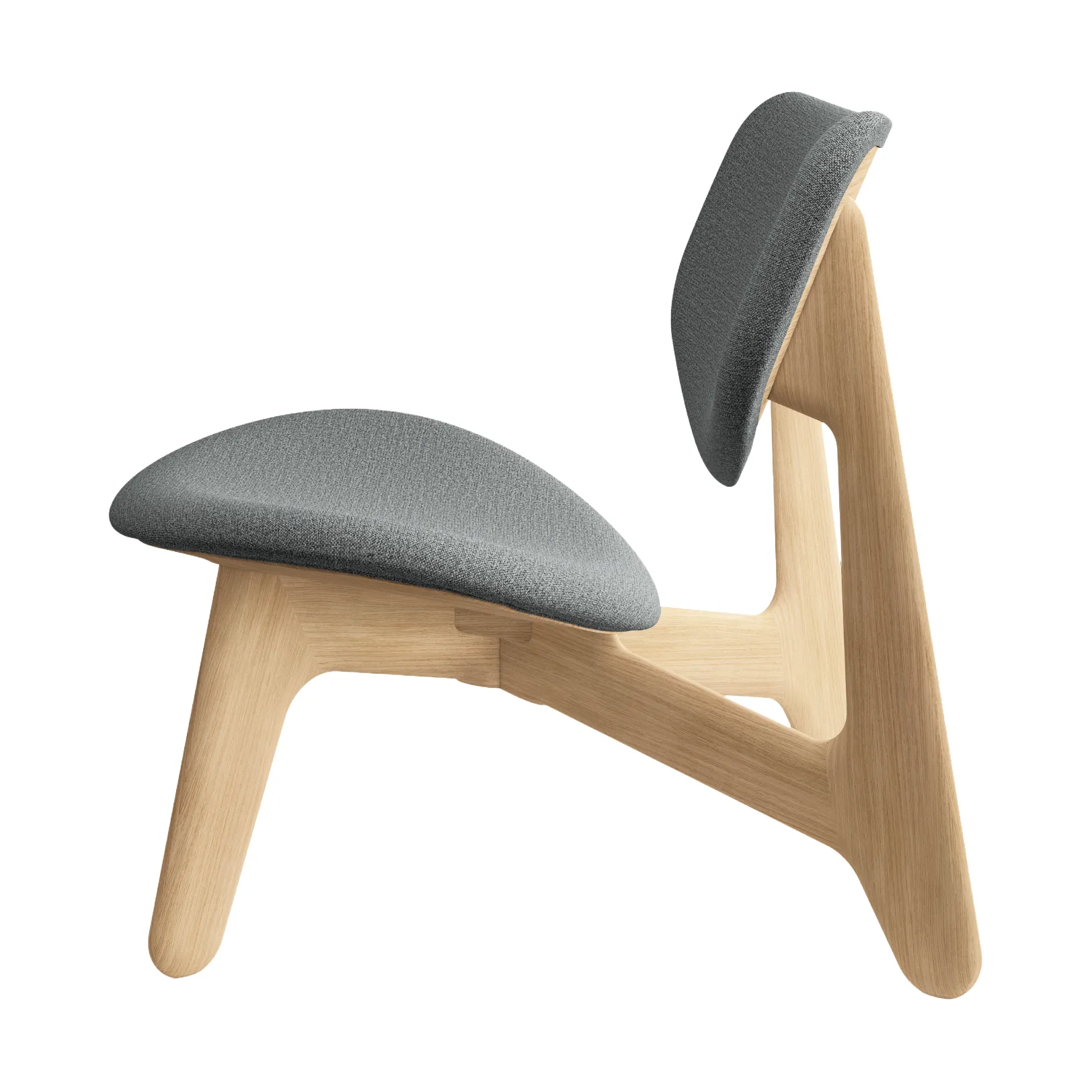 Slab loungestol klädd sits, Natural brushed oak-Hallingdal 0130 mid grey Tom Dixon