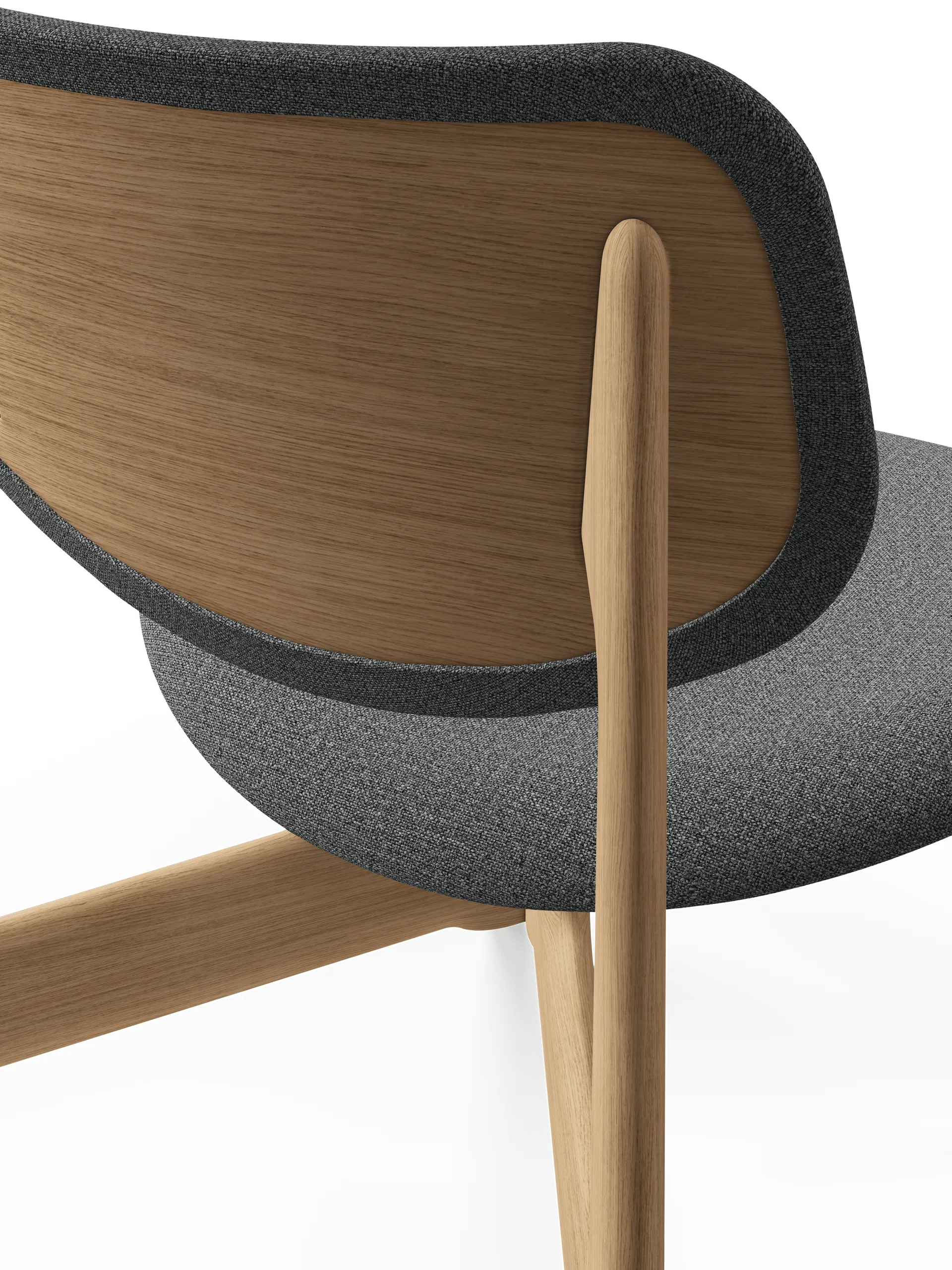 Slab loungestol klädd sits, Natural brushed oak-Hallingdal 0130 mid grey Tom Dixon