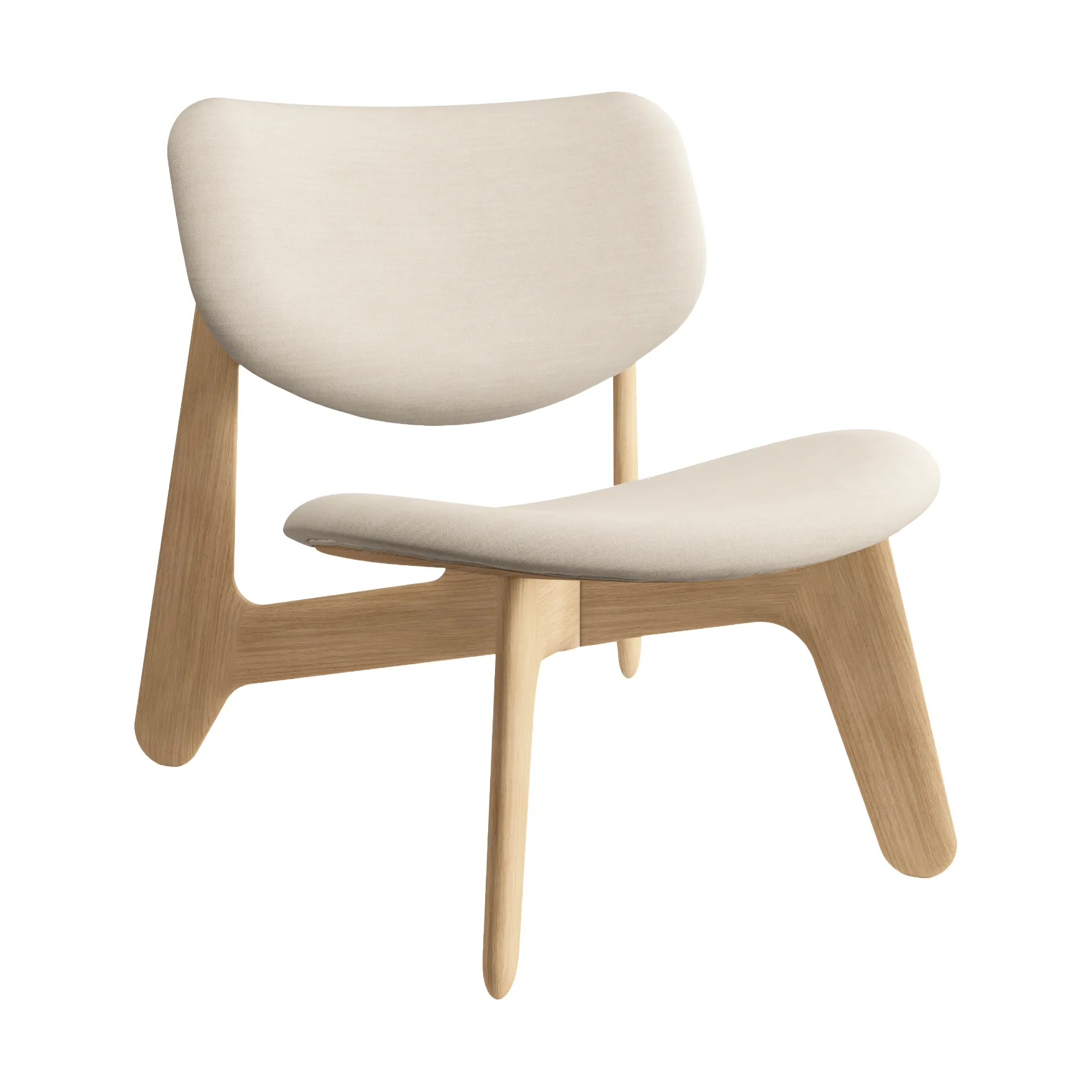 Slab loungestol klädd sits, Natural brushed oak-Linara 05 CMHR Cream Tom Dixon