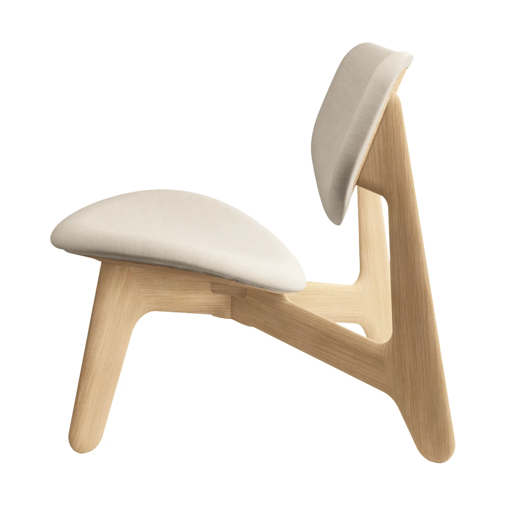 Slab loungestol klädd sits, Natural brushed oak-Linara 05 CMHR Cream Tom Dixon