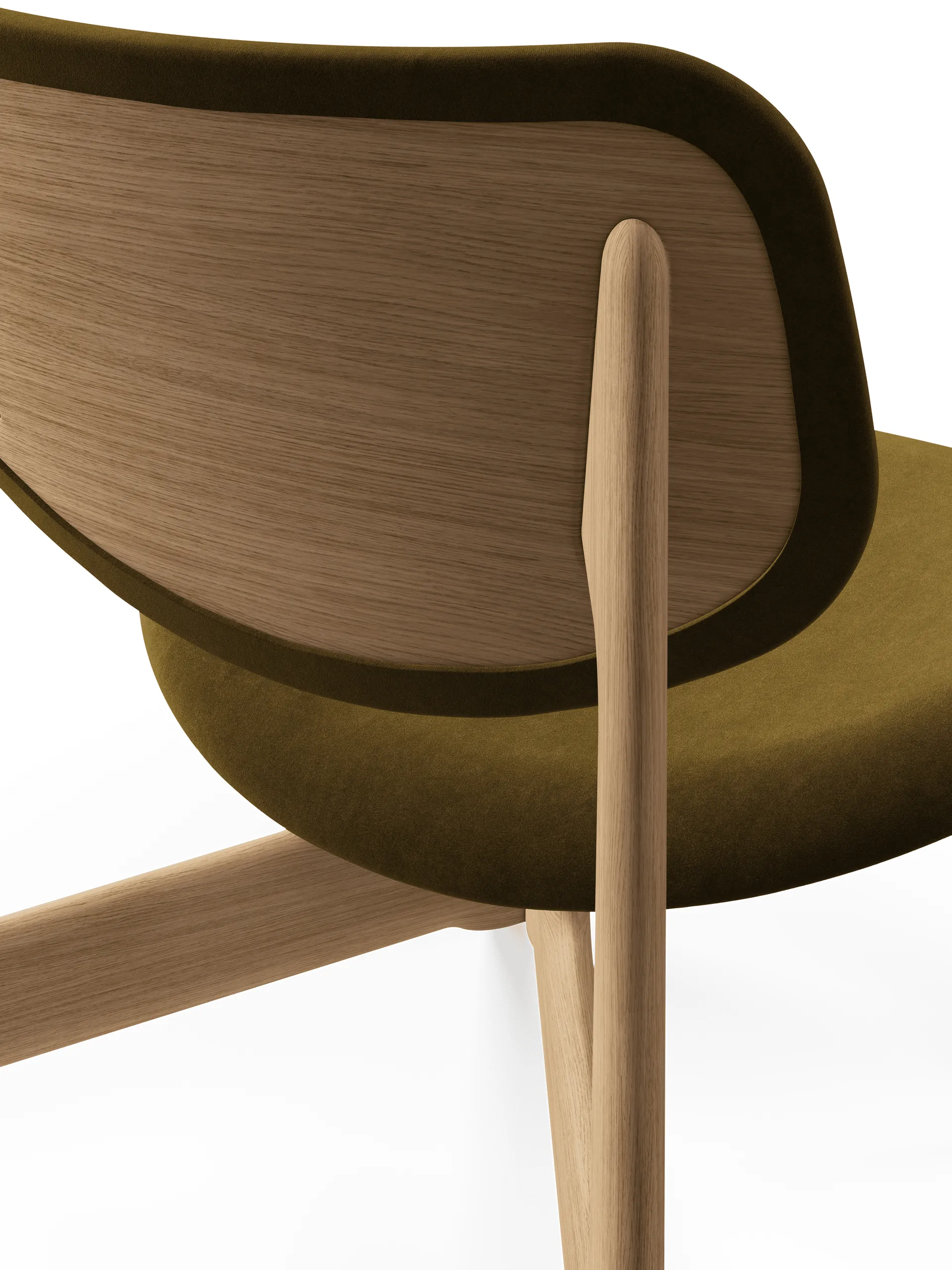 Slab loungestol klädd sits, Natural brushed oak-Royal 0162 CMHR Khaki Tom Dixon