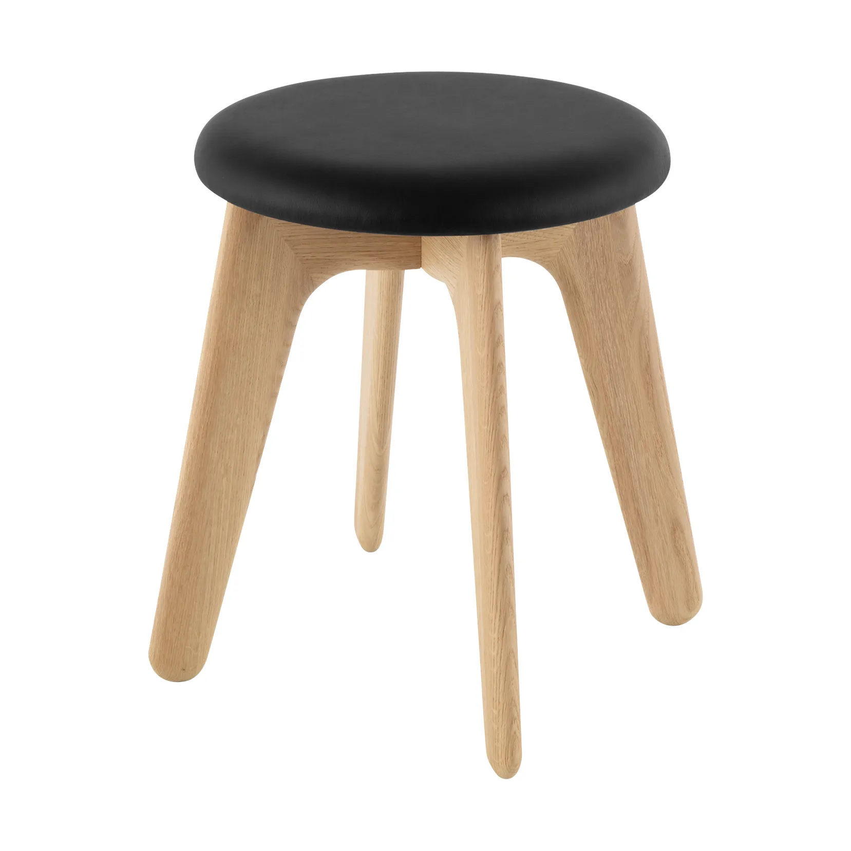 Slab ottoman 45x55 cm, Natural oak-black leather Tom Dixon