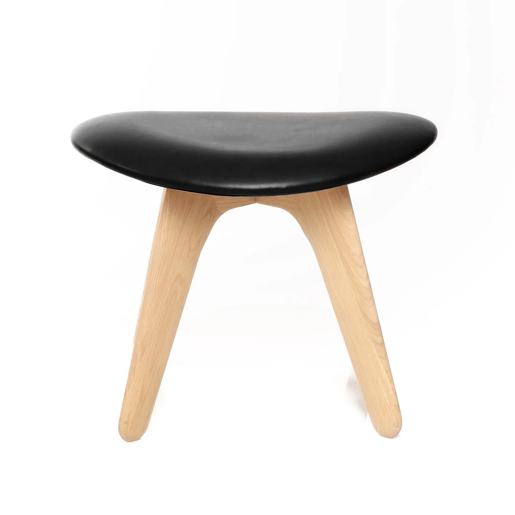 Slab ottoman 45x55 cm, Natural oak-black leather Tom Dixon