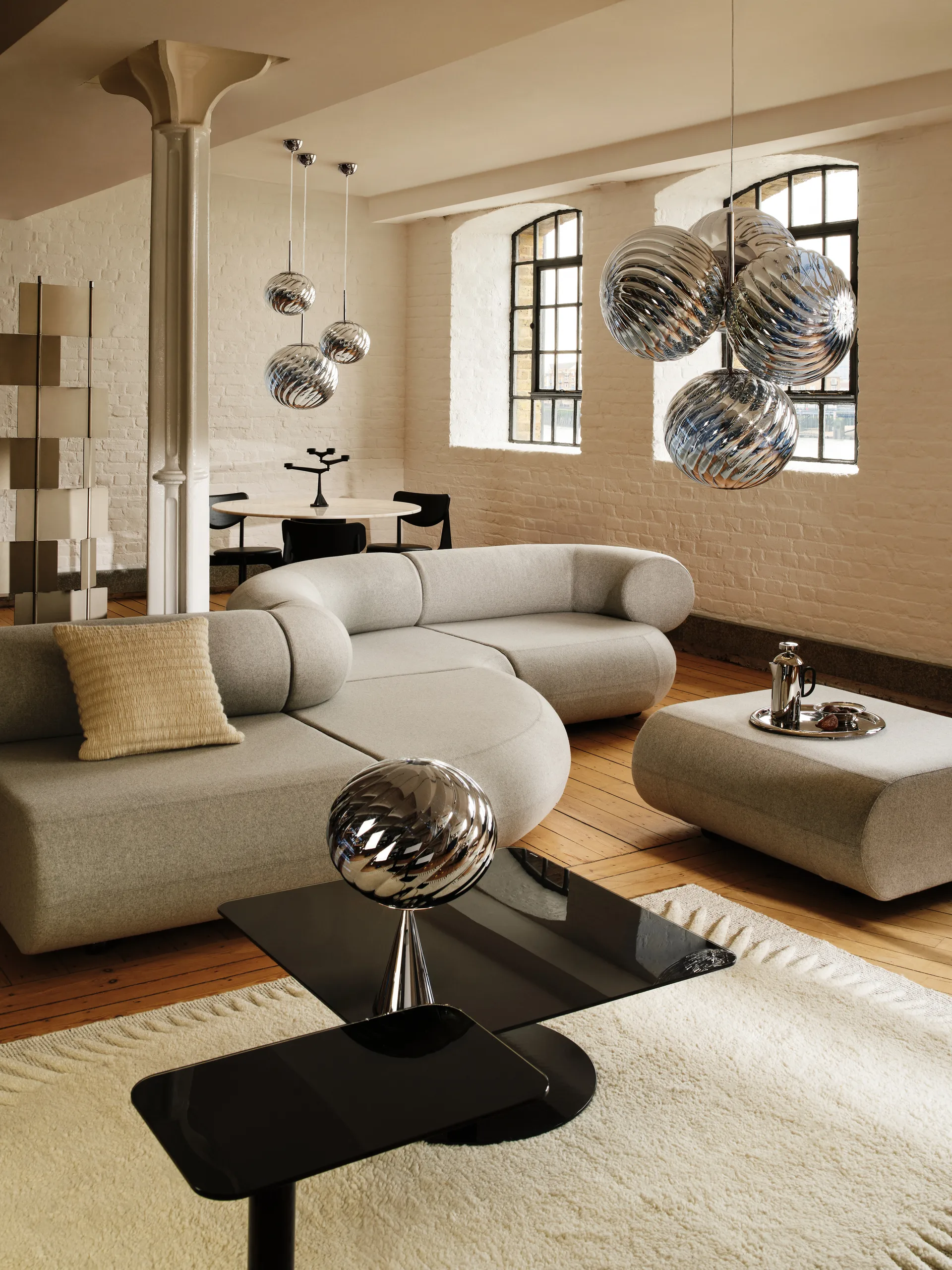 Whirl cone fat bordslampa, Silver Tom Dixon