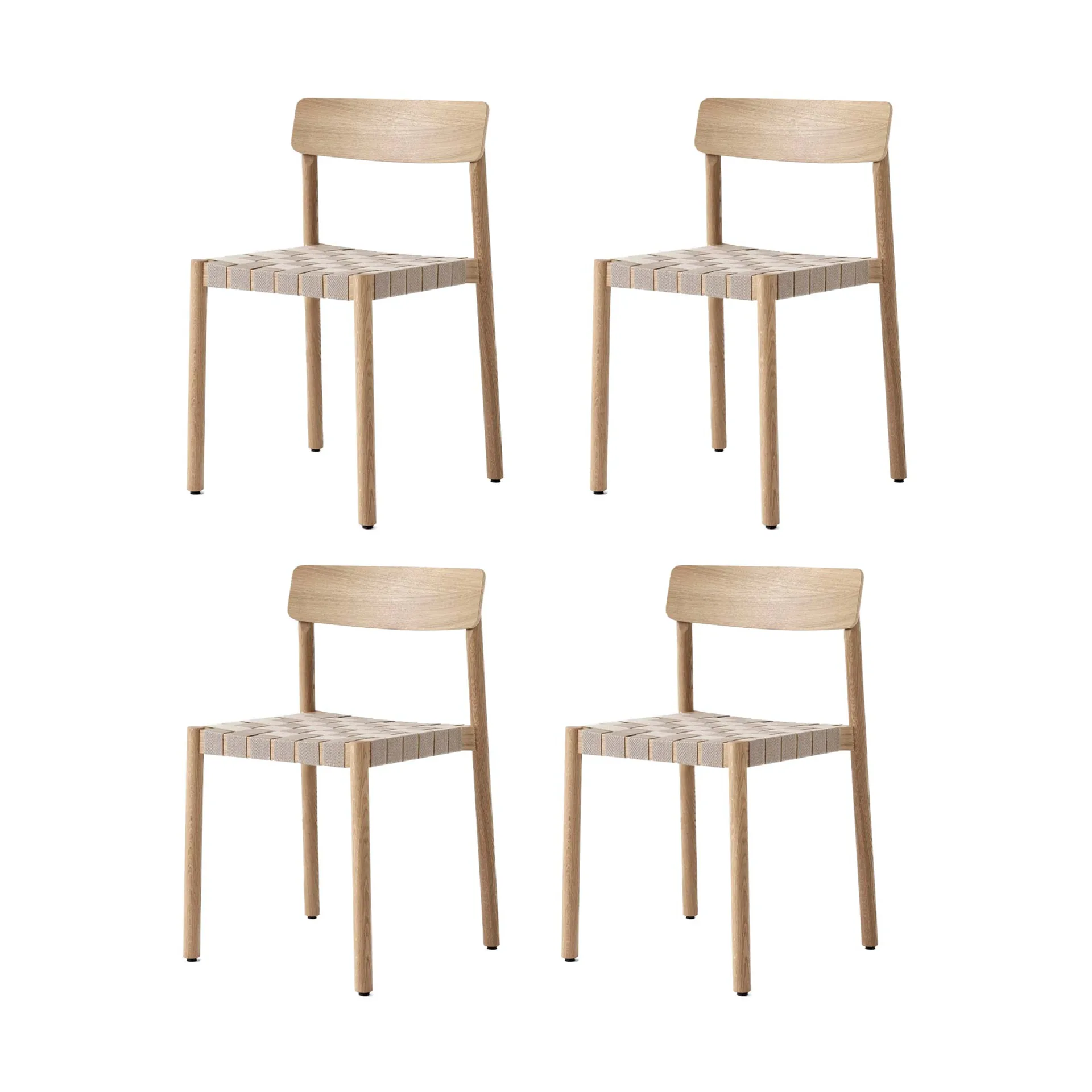 Betty TK1 stol, Ek-naturflätad linnebandsits, 4-pack &Tradition