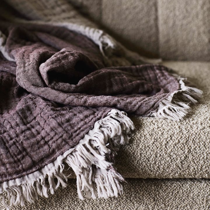 Collect bomullspläd SC33 260x260 cm, Cloud & Burgundy (beige-röd) &Tradition