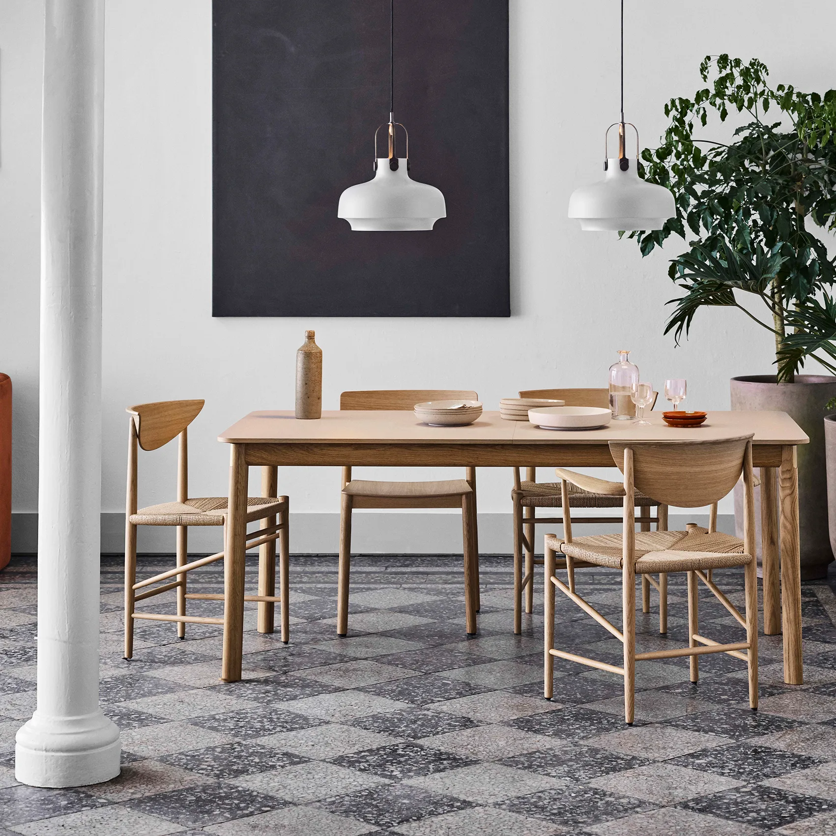 Drawn stol HM4 med armstöd, Oljad ek &Tradition