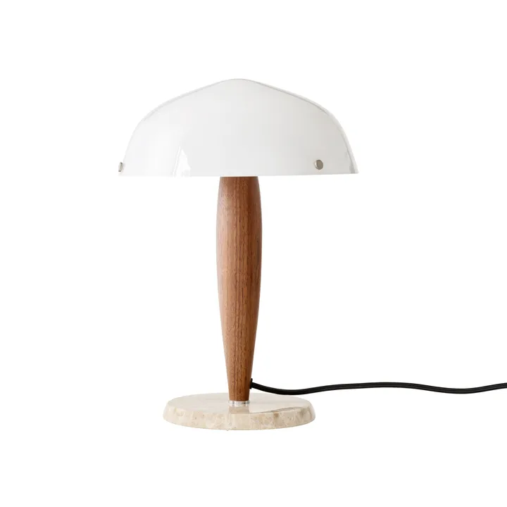 Herman SHY3 bordslampa - walnut & cream marble, textilsladd - &Tradition