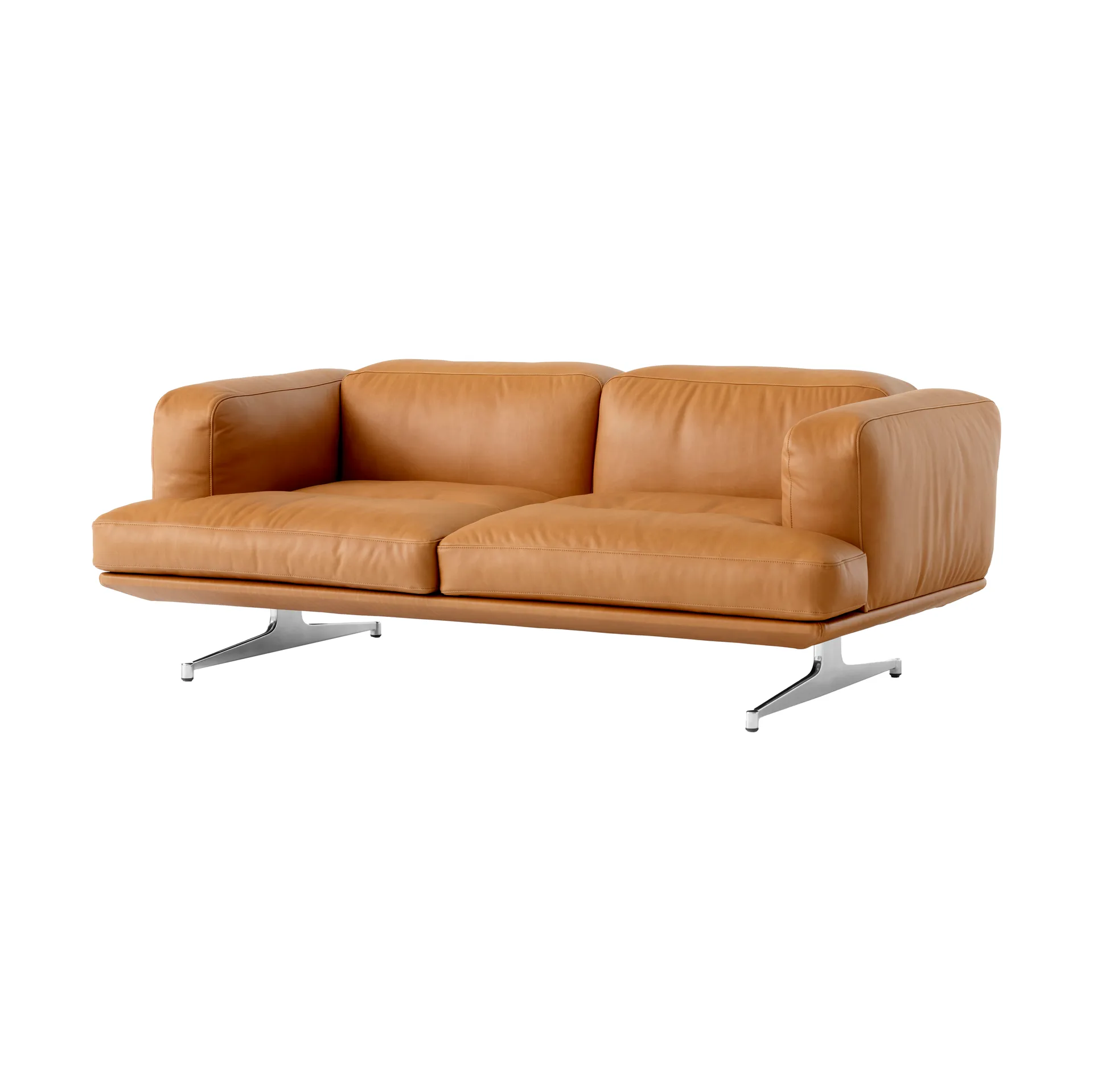 Inland AV22 soffa 2-sits, Noble läder cognac-polished alu &Tradition