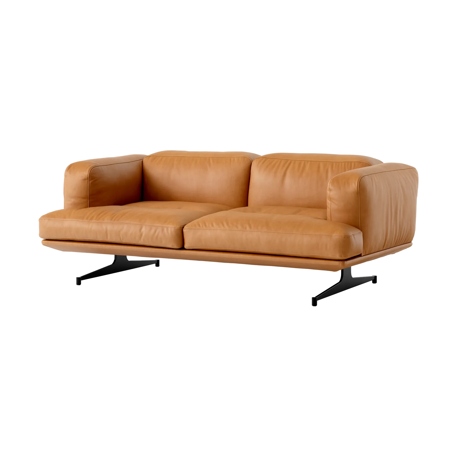 Inland AV22 soffa 2-sits, Noble läder cognac-warm black &Tradition