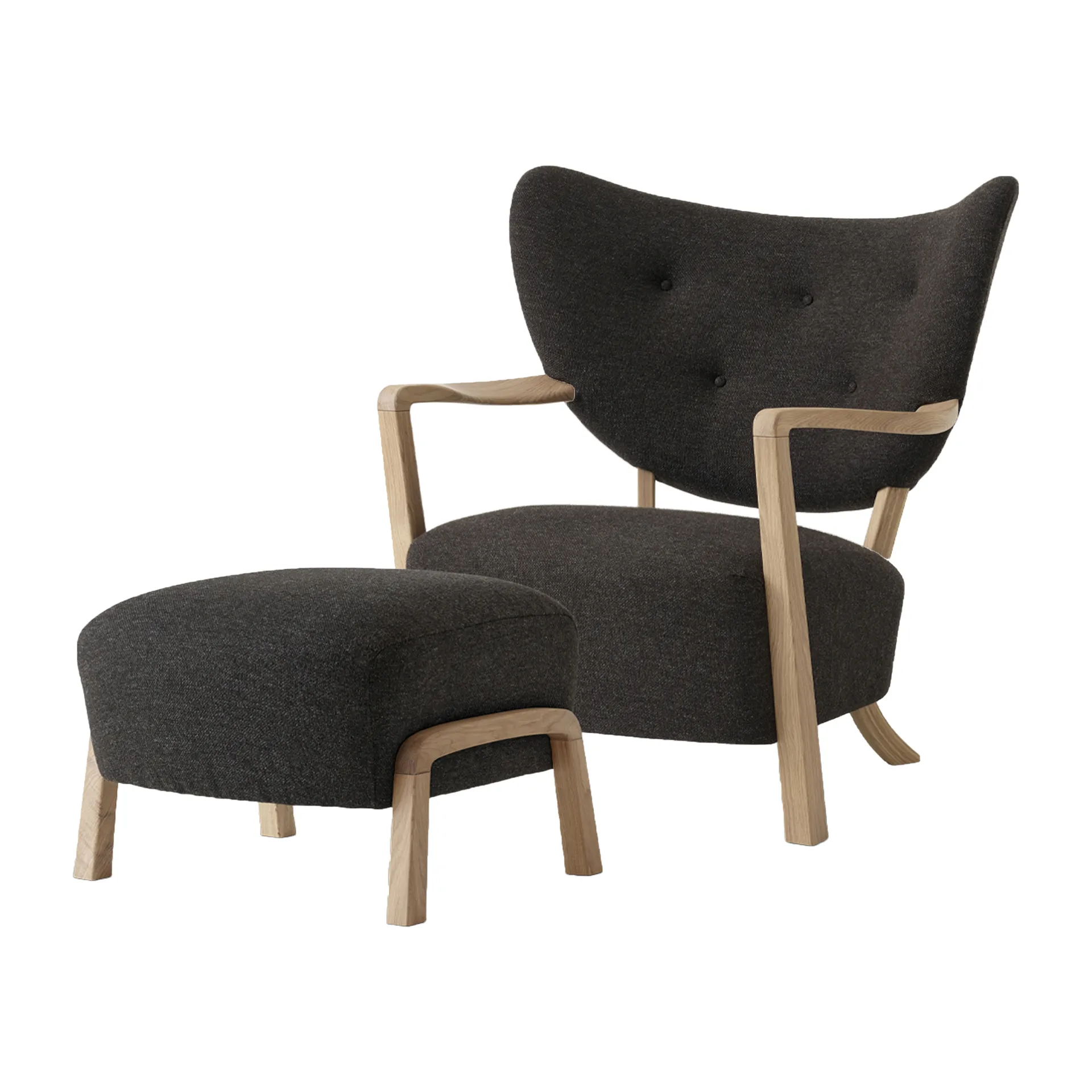 Wulff Lounge Chair ATD2 fåtölj inkl. pouf ATD3, Oljad ek-Hallingdal &Tradition