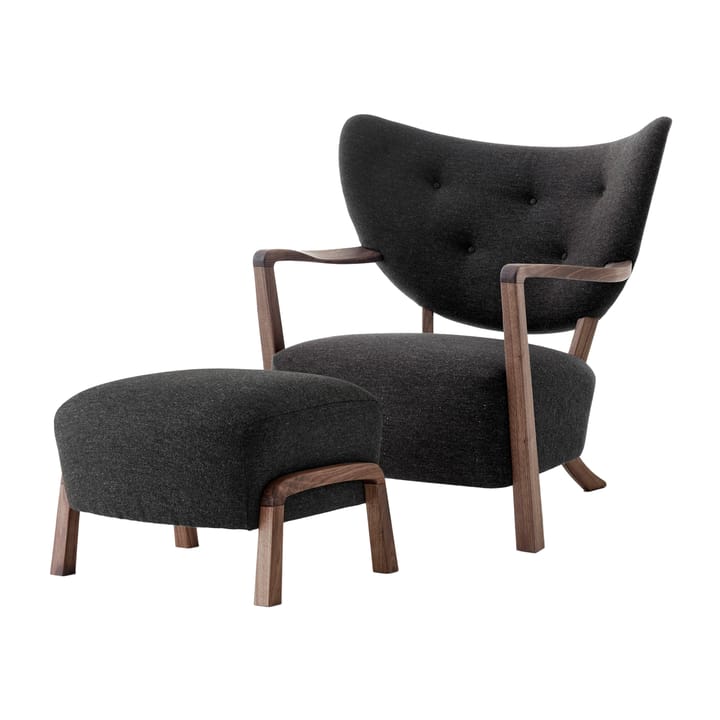 Wulff Lounge Chair ATD2 fåtölj inkl. pouf ATD3 - Oljad valnöt-Hallingdal - &Tradition