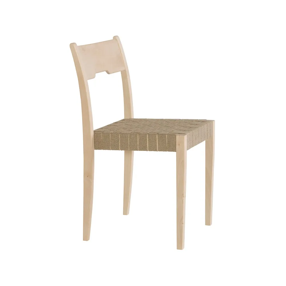 Arnold stol, sadelgjord -vitt hårdvaxoljat björkstativ Tre Sekel Möbelsnickeri