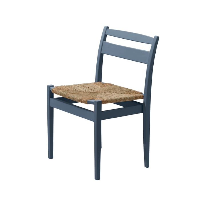 Kaj stol - blå äggoljetempera-flätat sjögräs - Tre Sekel Möbelsnickeri