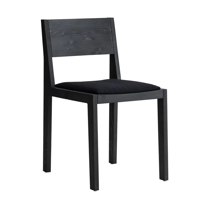 016 Maasto Dining Chair stol - Svartbetsad furu, klädd sits svart - Vaarnii
