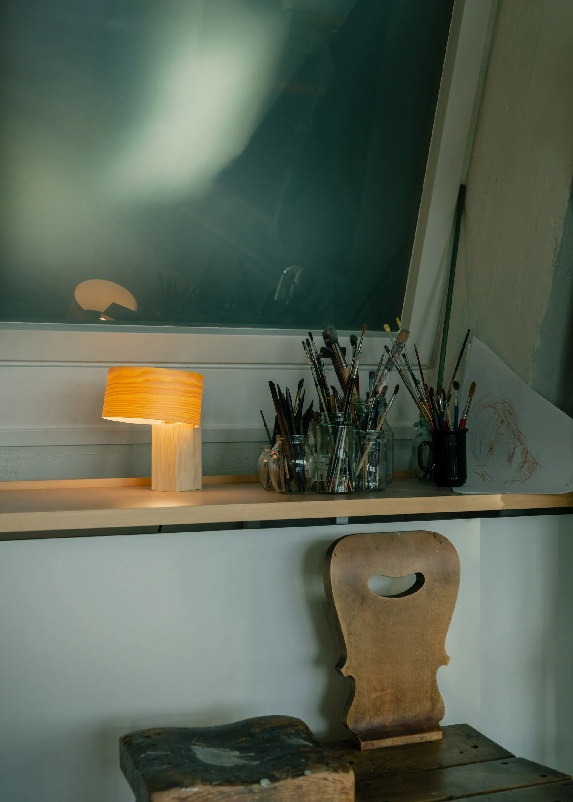 018 Hoop Table Lamp bordslampa, Matt oljevaxad furu, 23 cm Vaarnii