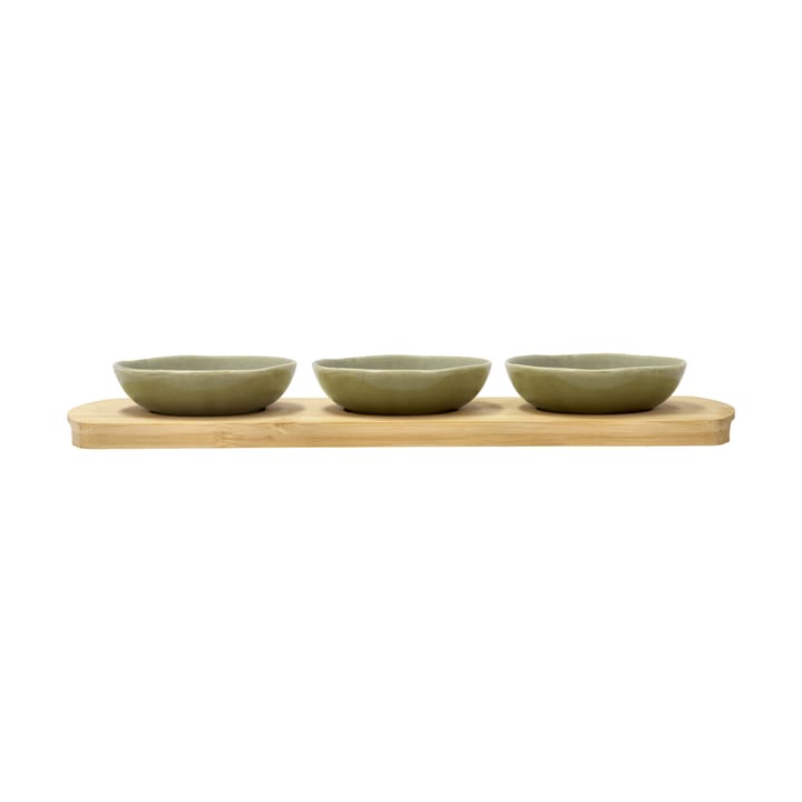 Shoku bambubricka med 3 skålar - Pure Green - Villa Collection