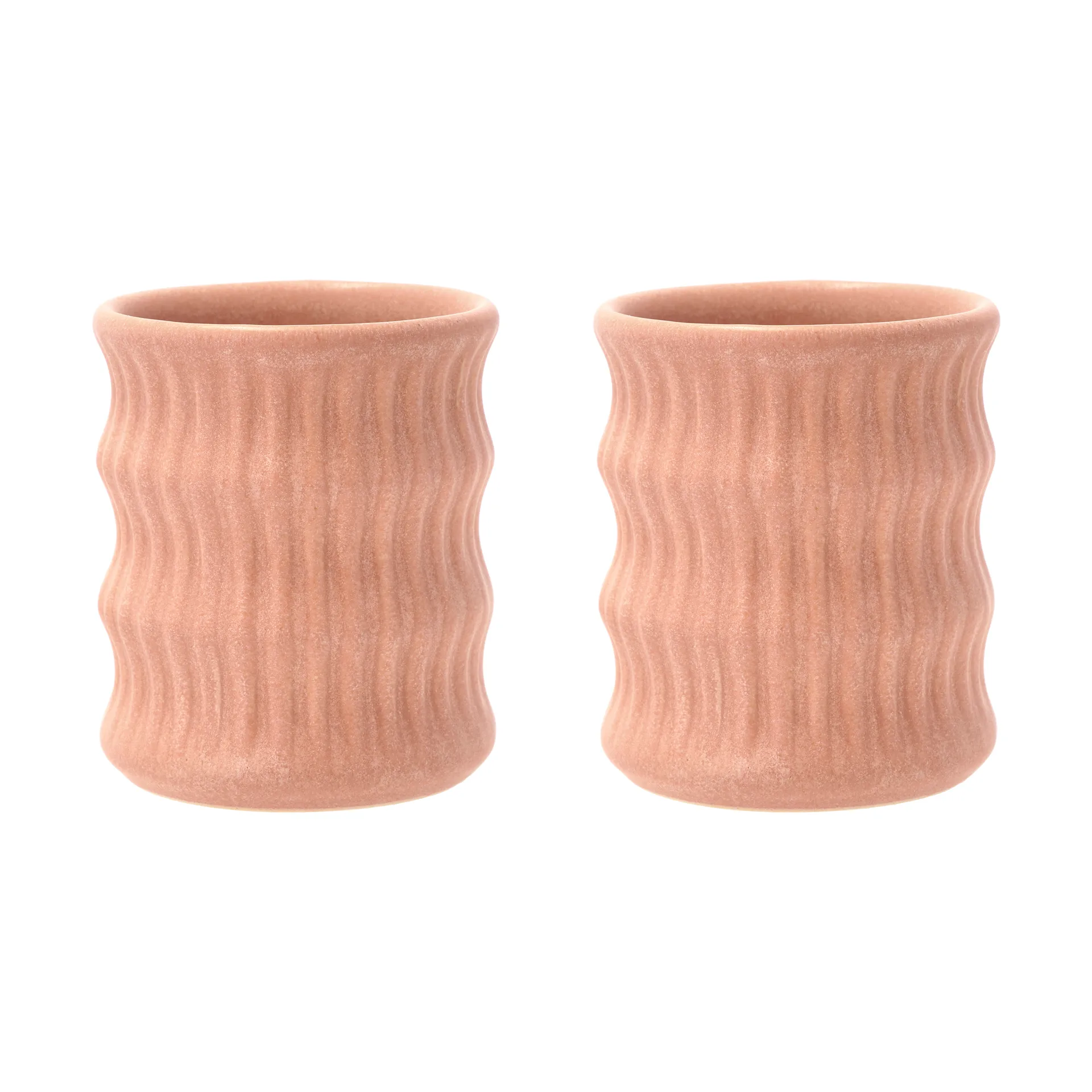 Styles mugg med räfflat mönster 30 cl 2-pack, Rosa Villa Collection