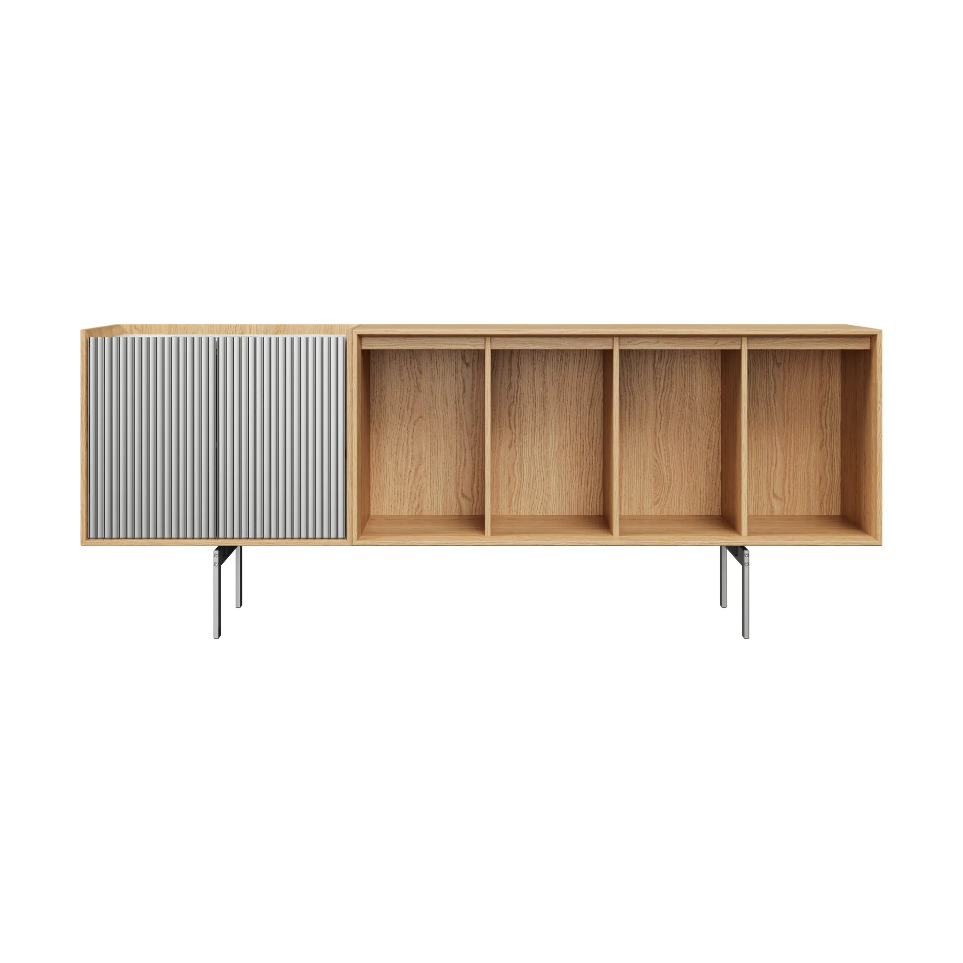 Vipp Cabinet H1 sideboard med ben, Light oak-marble, doors Vipp
