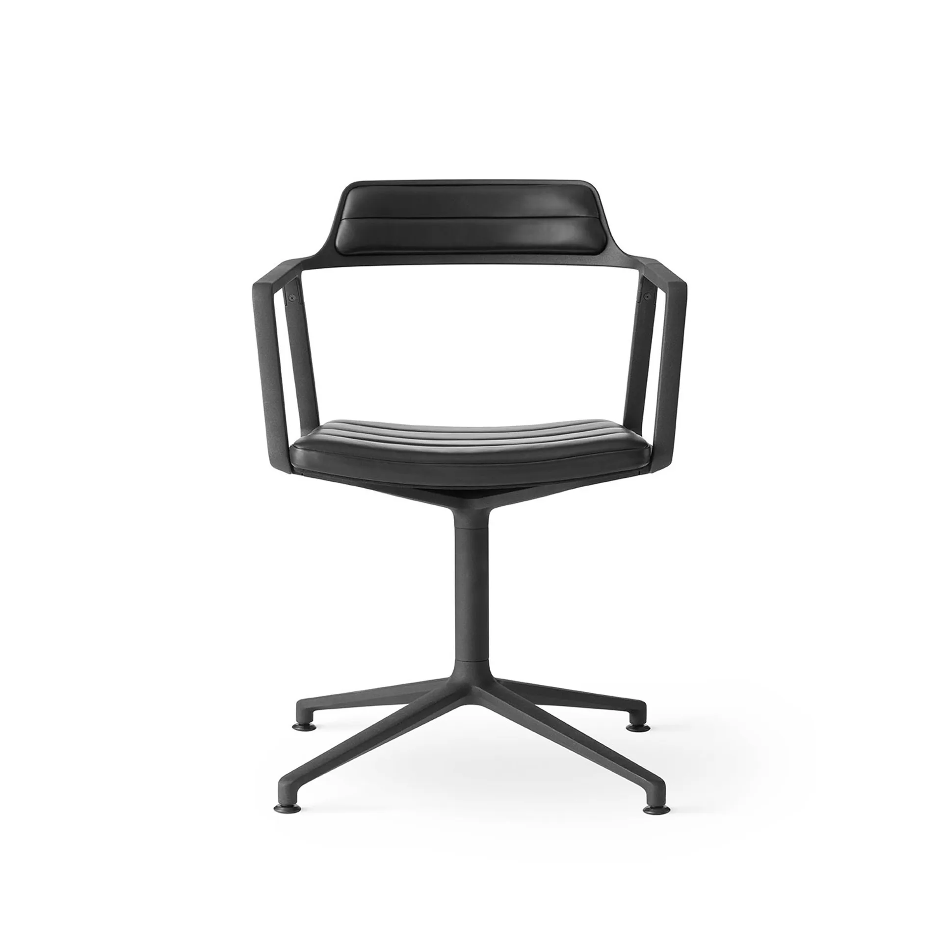 Vipp452 Swivel kontorsstol, Black aluminium-black leather Vipp