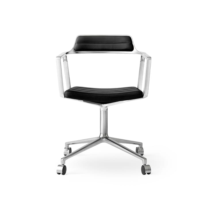 Vipp452 Swivel kontorsstol med hjul - Pol. aluminium-black leather - Vipp