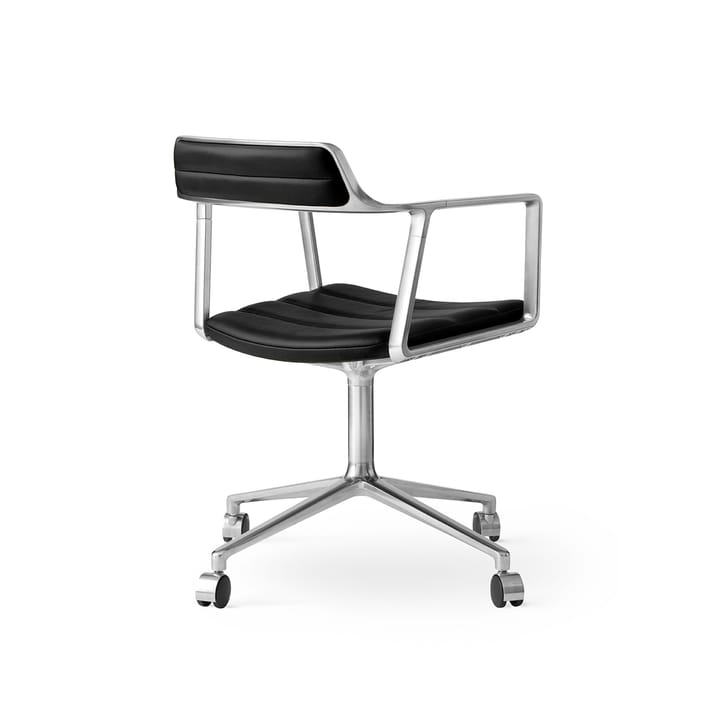 Vipp452 Swivel kontorsstol med hjul - Pol. aluminium-black leather - Vipp