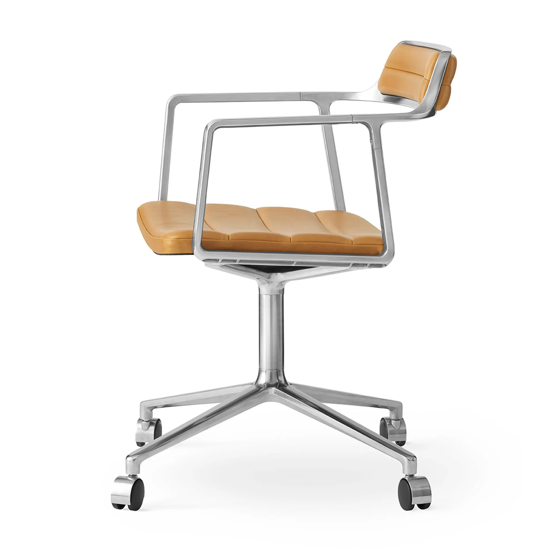Vipp452 Swivel kontorsstol med hjul, Pol. aluminium-sand leather Vipp