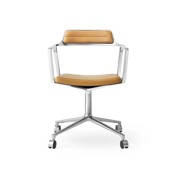 Vipp452 Swivel kontorsstol med hjul - Pol. aluminium-sand leather - Vipp