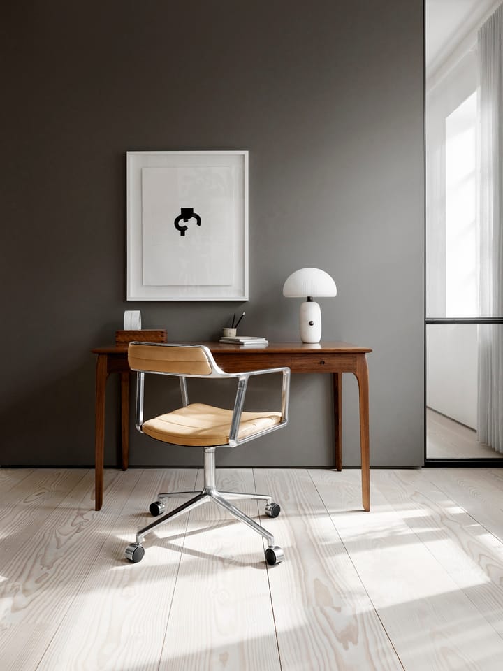 Vipp452 Swivel kontorsstol med hjul, Pol. aluminium-sand leather Vipp