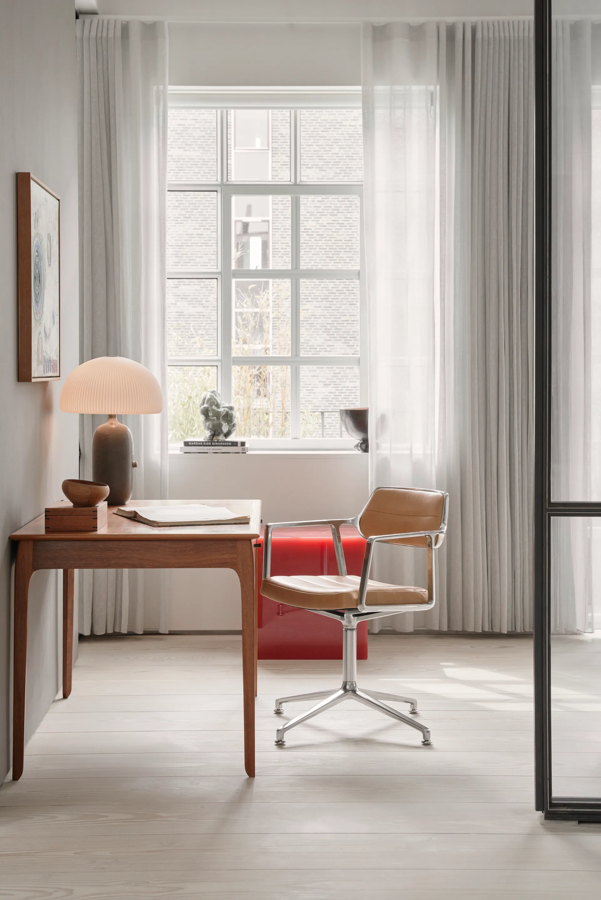 Vipp453 Swivel kontorsstol, Leather camel-pol. aluminium Vipp