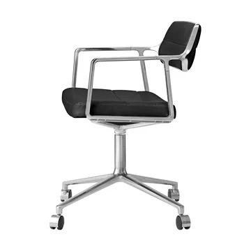 Vipp453 Swivel kontorsstol med hjul - Leather black-pol. aluminium - Vipp