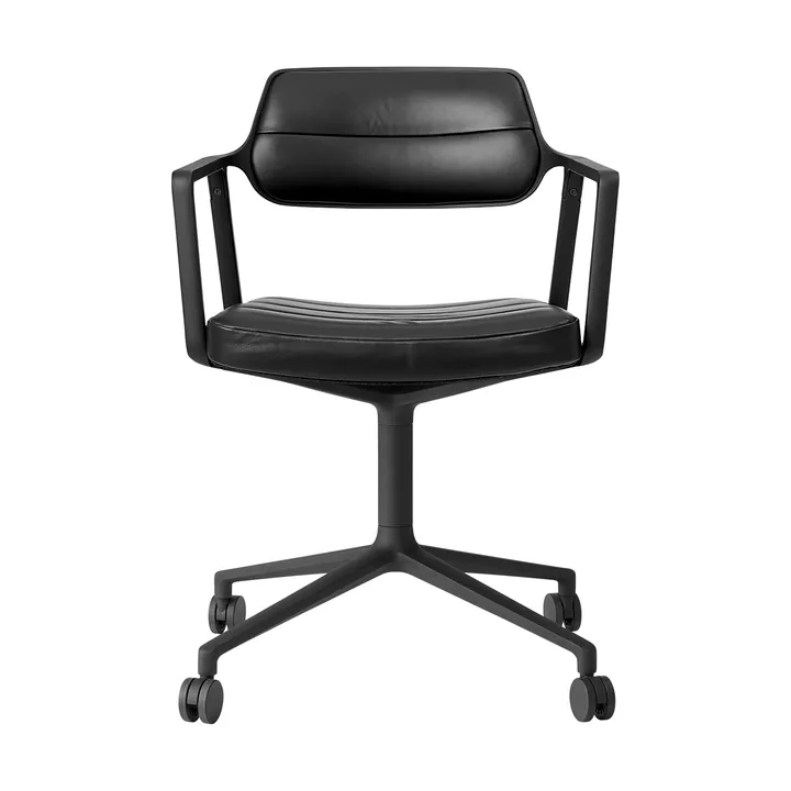 Vipp453 Swivel kontorsstol med hjul - Leather black-svart aluminium - Vipp