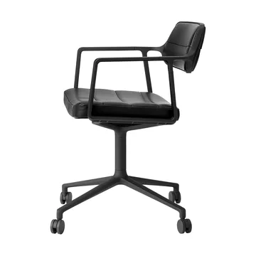 Vipp453 Swivel kontorsstol med hjul - Leather black-svart aluminium - Vipp